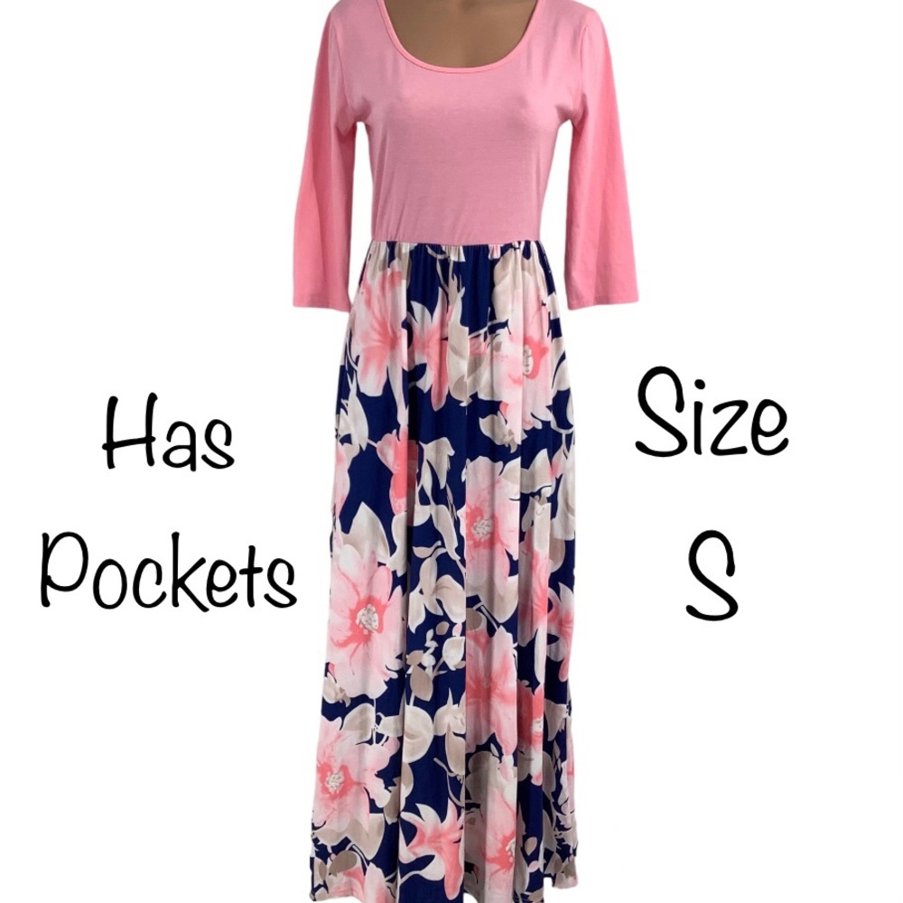 Dunea Floral 3/4 Sleeve Maxi Dress Size S